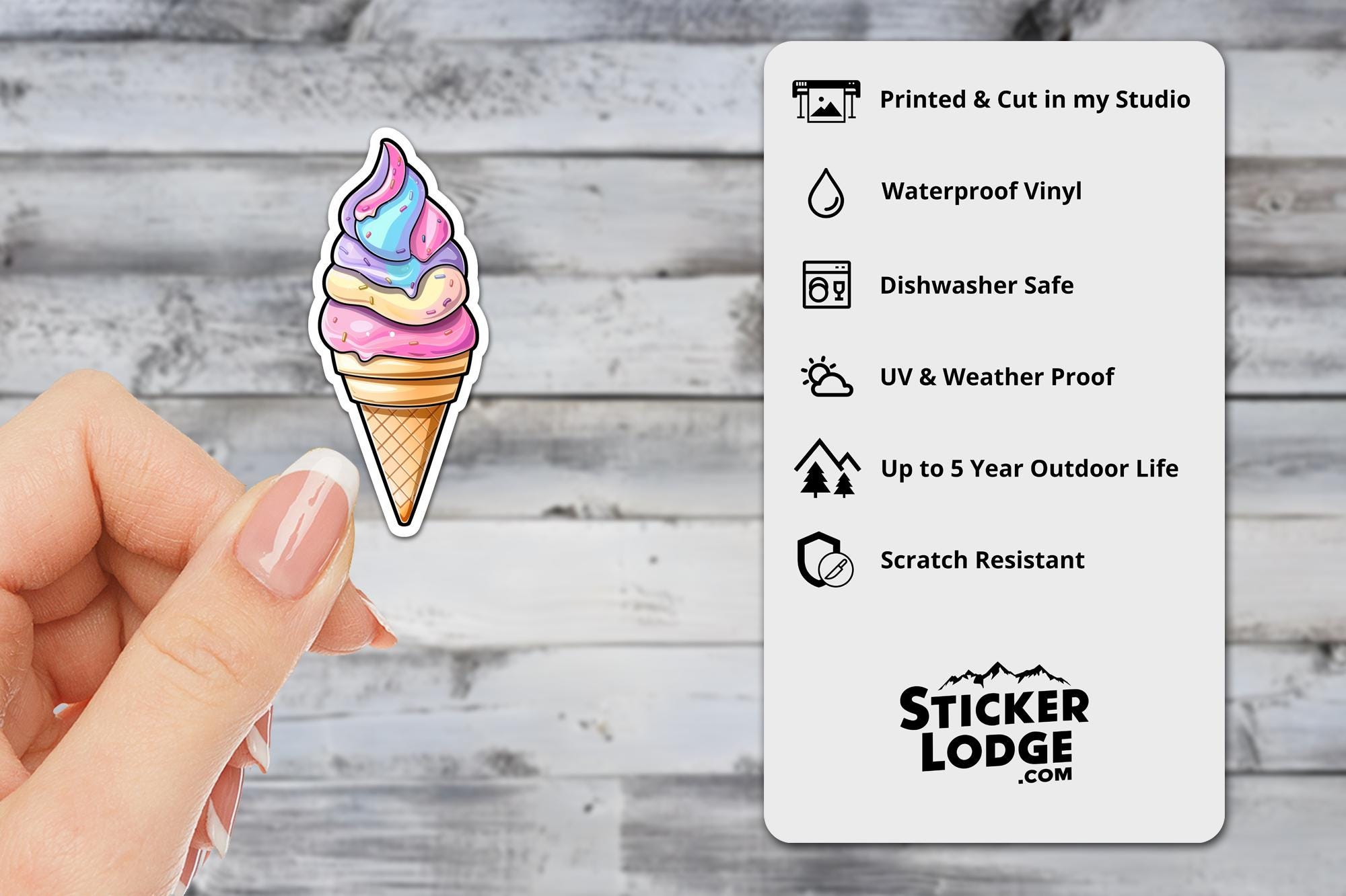 Unicorn Swirl Ice Cream Vinyl Sticker