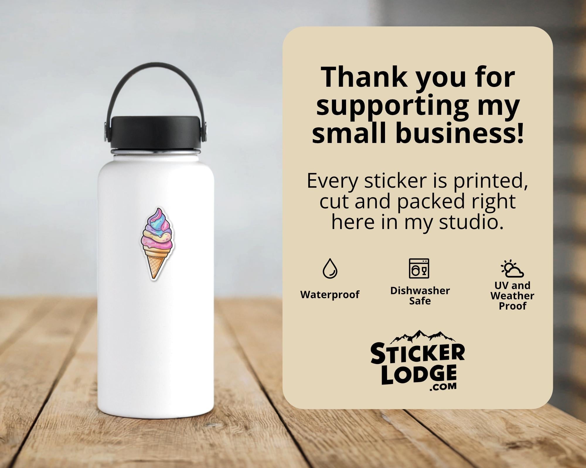 Unicorn Swirl Ice Cream Vinyl Sticker
