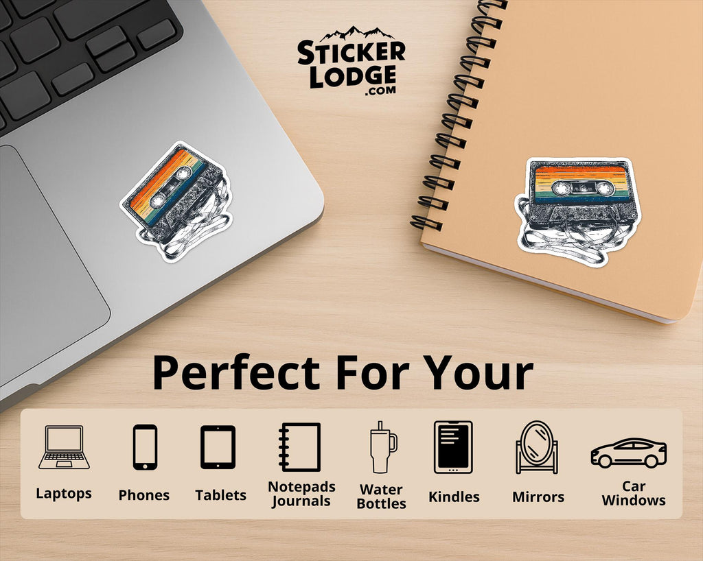 Vintage 80s Cassette Tape Vinyl Sticker